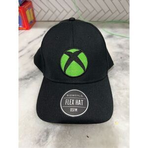 Xbox Hat Cap Mens Fitted Black Green Microsoft Video Game Promo Console Gaming